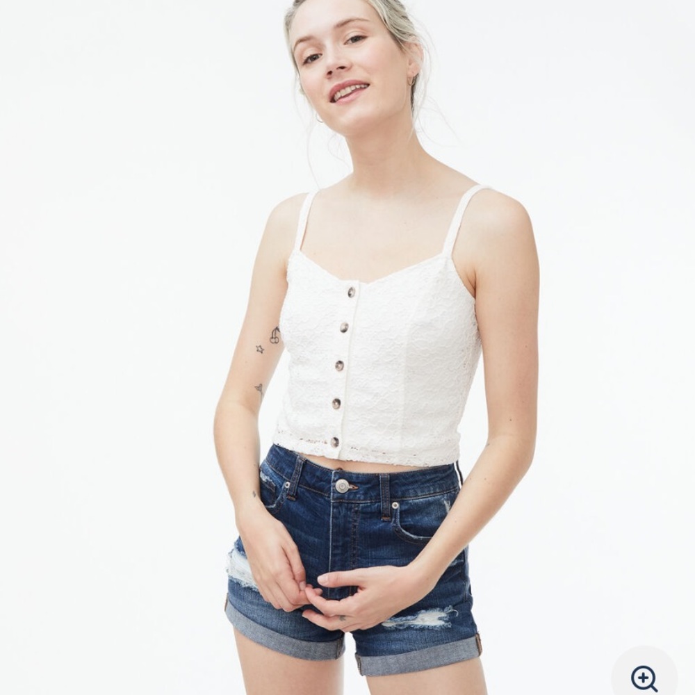 Aeropostale Cream Buttoned Crop Camisole